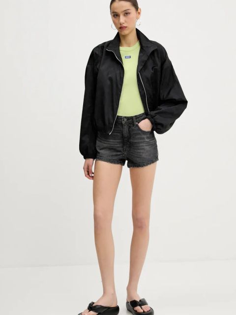 Guess Jeans szorty jeansowe damskie kolor czarny gładkie high waist W5GD0Y D5M71