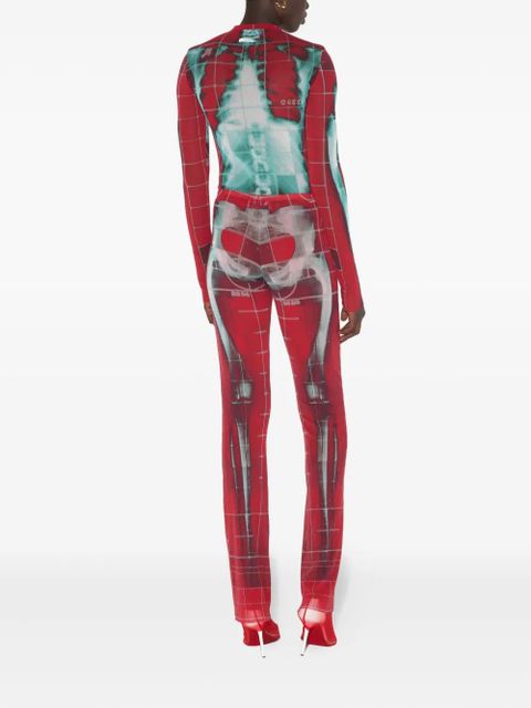 Jean Paul Gaultier mesh graphic-print trousers - Red - zdjęcie produktu nr 2