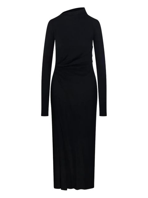 Sportmax asymmetric-neck gathered day dress - Black