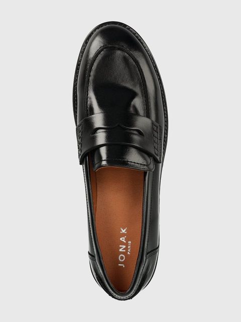 Jonak mokasyny skórzane MIRNA CUIR damskie kolor czarny na płaskim obcasie 6000575