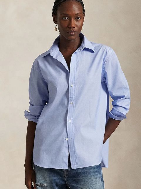 Polo Ralph Lauren koszula bawełniana Long Sleeve Light Shirt damska kolor niebieski relaxed z kołnierzykiem klasycznym 211968220 - zdjęcie produktu nr 1