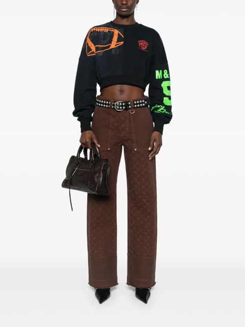 Marine Serre cropped sweatshirt - Black - zdjęcie produktu nr 2