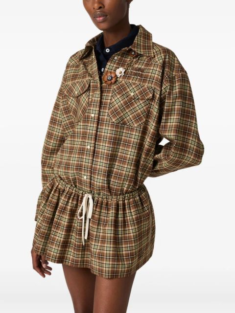 Miu Miu plaid snap-fastening shirt - Brown - zdjęcie produktu nr 2