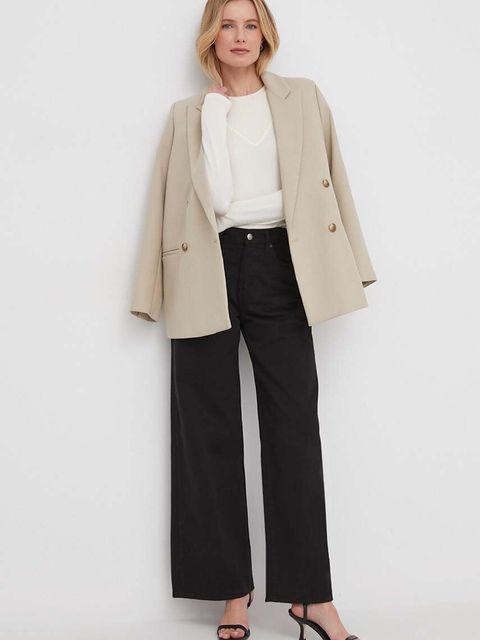 Sisley sweter damski kolor beżowy lekki