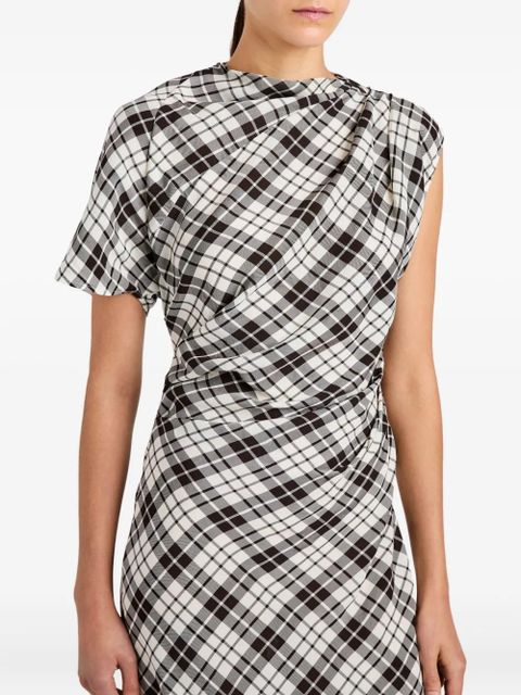 Proenza Schouler Hallie asymmetric-neckline plaid dress - Black