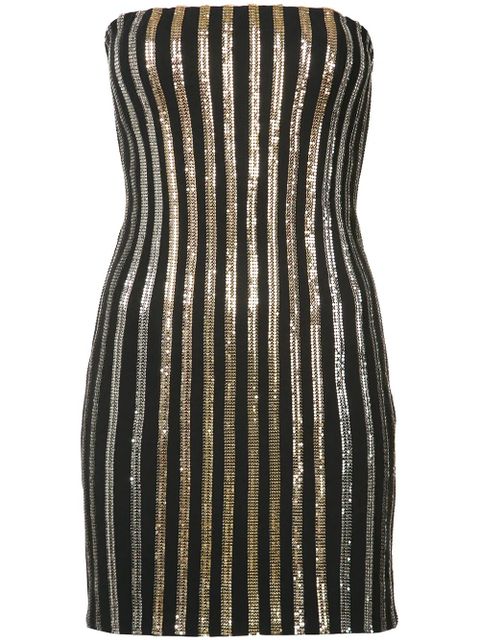Balmain glitter stripe strapless dress - Black - zdjęcie produktu nr 1