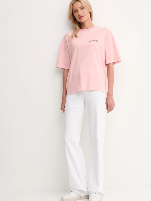 Barbour t-shirt bawełniany CLAYDON damski kolor różowy LTS0687 - zdjęcie produktu nr 2