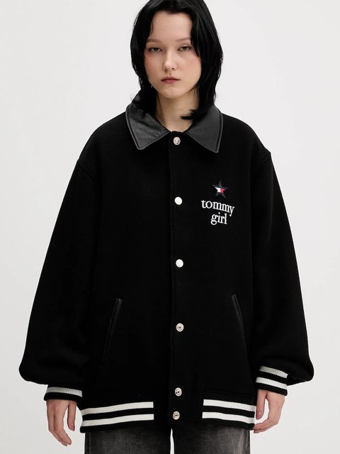 Tommy Jeans kurtka z dodatkiem wełny kolor czarny przejściowa DN0DN00093 - zdjęcie produktu nr 1