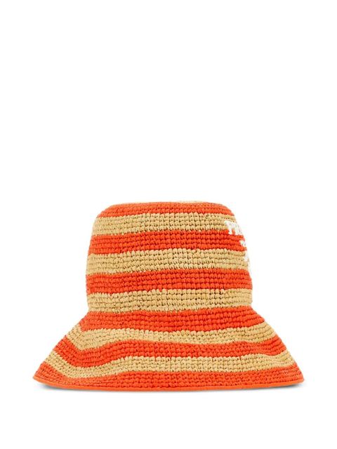 Prada striped raffia bucket hat - Neutrals - zdjęcie produktu nr 1