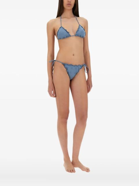 MC2 Saint Barth embroidered-eyelet ruffled-details bikini top - Blue - zdjęcie produktu nr 2
