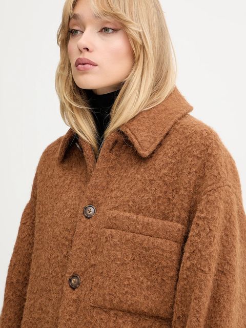 MAX&Co. płaszcz z dodatkiem wełny kolor brązowy 2528086012200