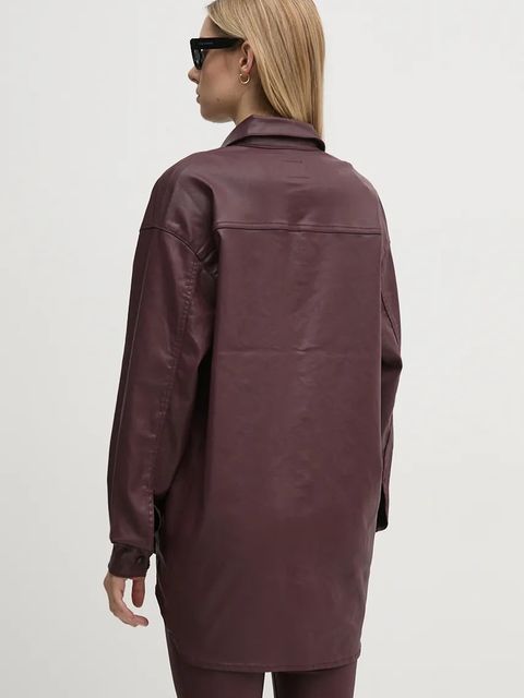 Pepe Jeans koszula OVERSHIRT damska kolor bordowy relaxed z kołnierzykiem klasycznym PL304963YH7