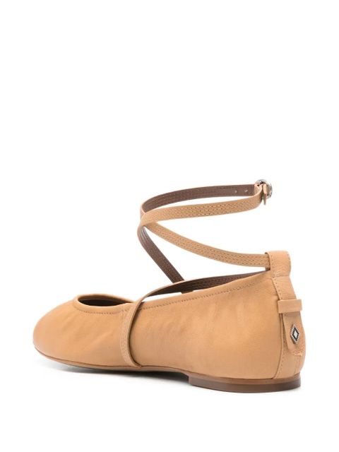 Ba&Sh leather wrap-strap ballet flats - Brown