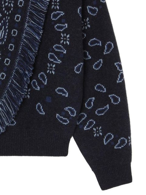 Alanui bandana-jacquard fringed cardigan - Blue