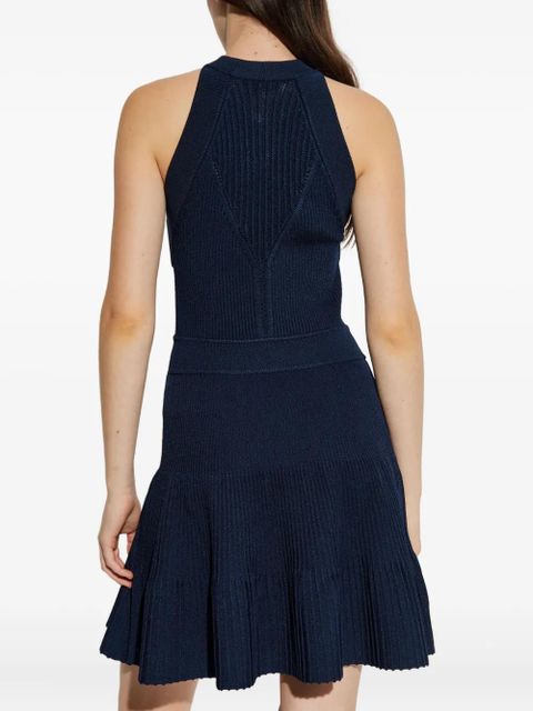 Balmain ribbed halter mini dress - Blue