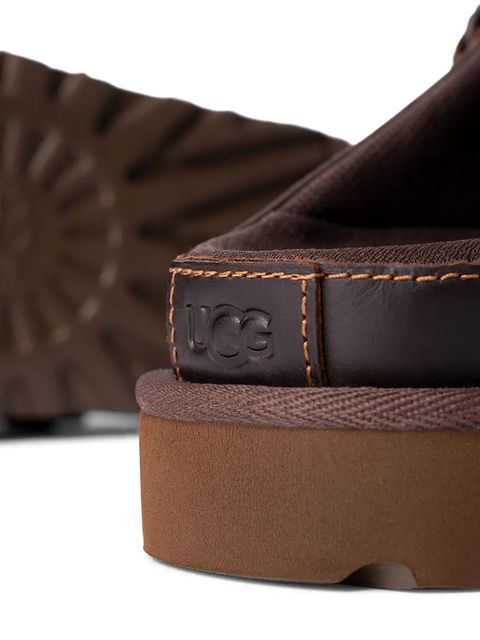 UGG klapki skórzane Goldenstar Clog Lthr Regen damskie kolor brązowy na platformie 1167536.IWD