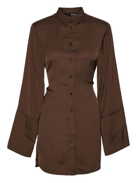 ROTATE BIRGER CHRISTENSEN tie-waist shirt mini dress - Brown - zdjęcie produktu nr 1