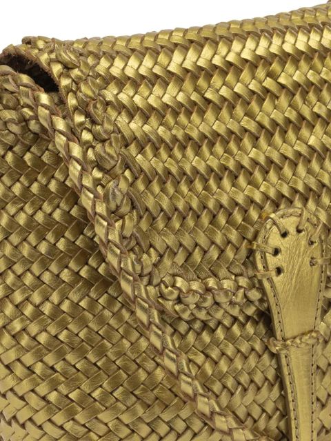 DRAGON DIFFUSION Mini city woven leather shoulder bag - Gold