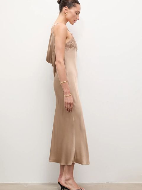 Answear.LAB sukienka kolor beżowy maxi prosta - zdjęcie produktu nr 1