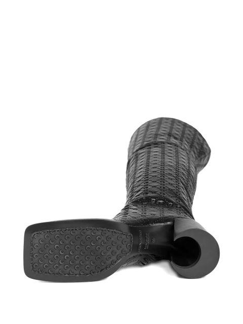 Marine Serre 65mm monogram-embossed leather boots - Black