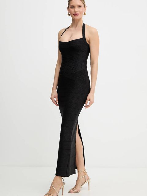 Herve Leger sukienka Maxine kolor czarny maxi dopasowana HLM8551109 - zdjęcie produktu nr 2