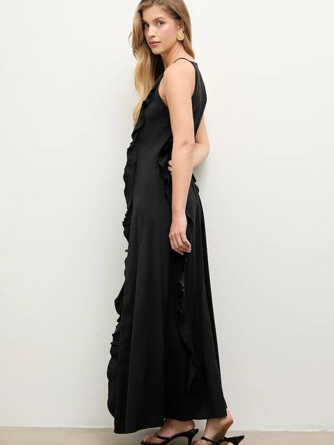 Answear.LAB sukienka kolor czarny maxi prosta