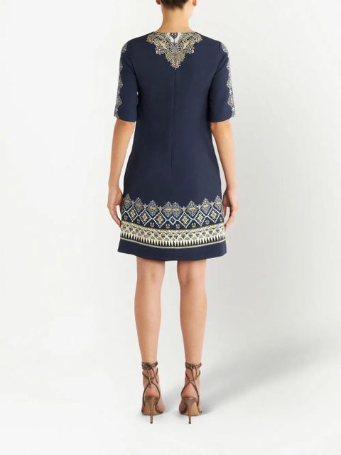 ETRO embroidered-design short-sleeve dress - Blue