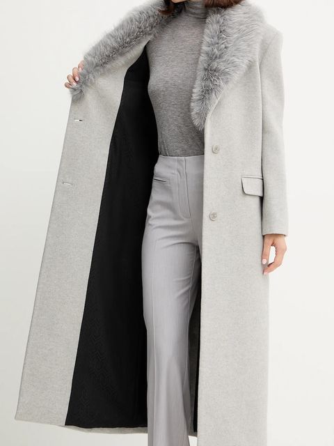 Patrizia Pepe płaszcz z dodatkiem wełny kolor szary 2O0212 A512