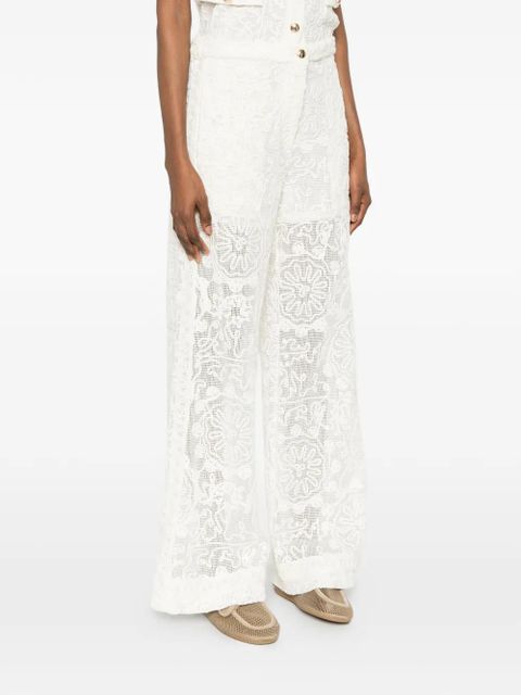 Maje floral lace trousers - Neutrals