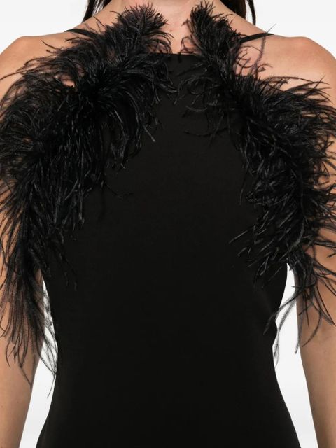 The Attico feather trim maxi dress - Black