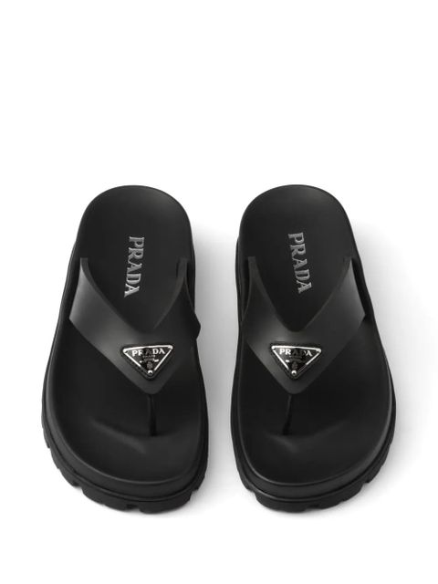 Prada triangle-logo flip flops - Black