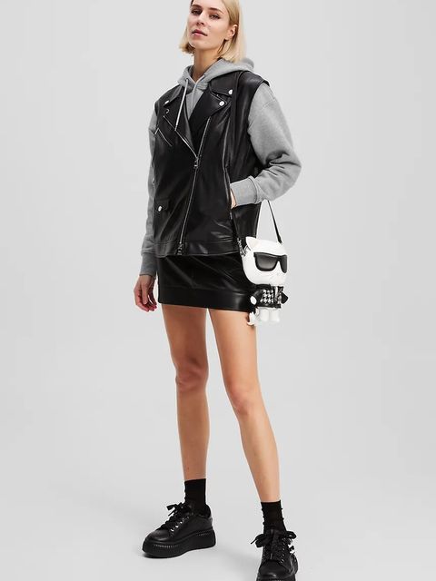 Karl Lagerfeld bluza bawełniana IKON damska kolor szary z kapturem melanżowa A3W20053