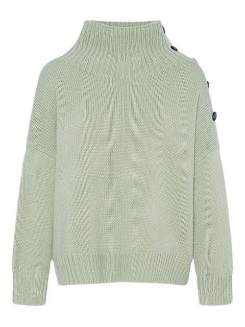 Yves Salomon high-neck button-detail sweater - Green