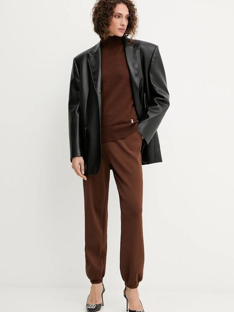 Patrizia Pepe sweter wełniany damski kolor brązowy lekki z półgolfem 8K0319 K247 - zdjęcie produktu nr 2