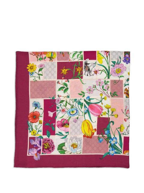 Gucci floral-print block-design scarf - Pink - zdjęcie produktu nr 2