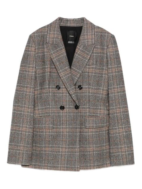 PINKO checked double-breasted fitted jacket - Grey - zdjęcie produktu nr 1
