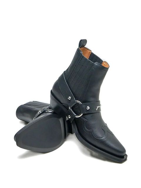 GANNI western-buckle cowboy boots - Black