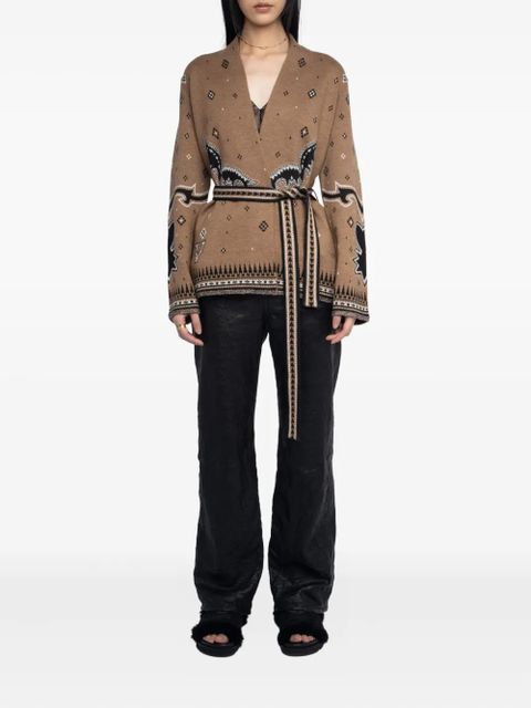 Zadig&Voltaire skull-detail belted cardigan - Brown - zdjęcie produktu nr 2