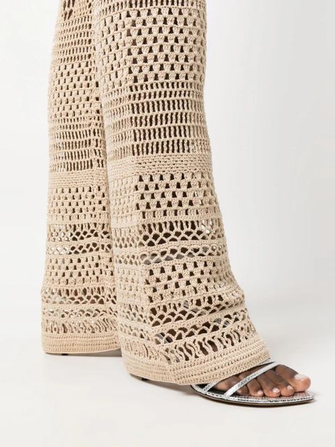 Rabanne high-waisted knitted trousers - Neutrals