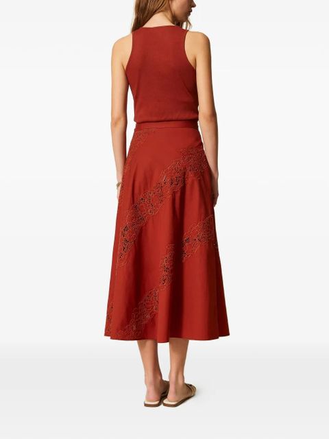 TWINSET lace belted maxi skirt - Brown