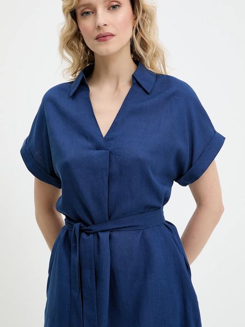 Answear.LAB sukienka z kaszmirem kolor granatowy mini rozkloszowana - zdjęcie produktu nr 2