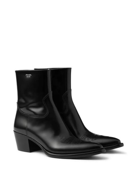 Prada brushed-finish leather boots - Black