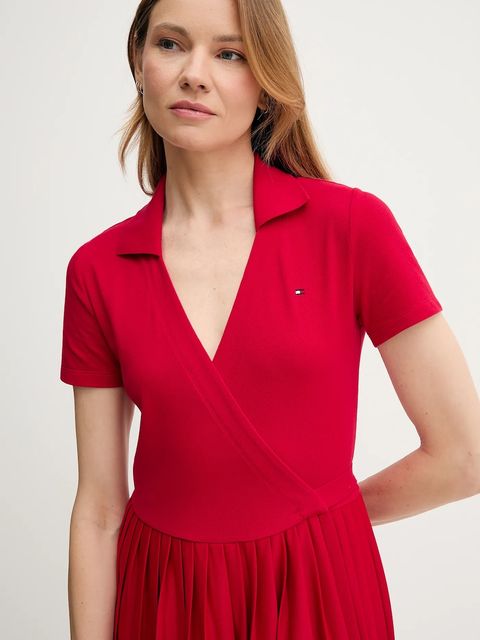 Tommy Hilfiger sukienka kolor czerwony maxi rozkloszowana WW0WW45733