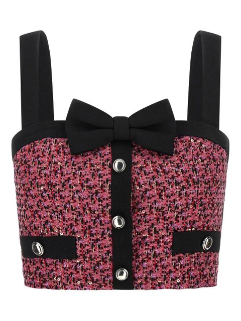 Alessandra Rich sequin-embellished tweed top - Pink - zdjęcie produktu nr 1