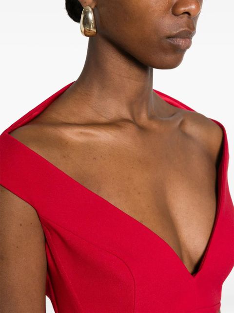 Solace London Monica V-neck midi dress - Red