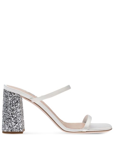 Miu Miu 85mm glitter-detail sandals - White