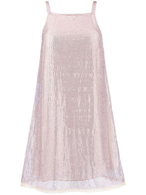 Prada rhinestone-embellished mesh minidress - Pink - zdjęcie produktu nr 1