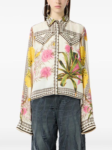 Blumarine floral print twill top - Neutrals