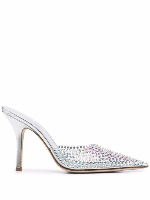Paris Texas 95mm Hollywood crystal-embellished mules - Silver - zdjęcie produktu nr 1