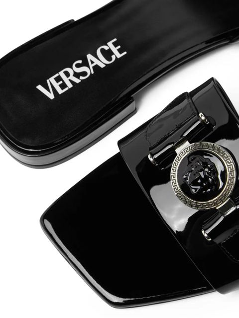 Versace Medusa patent-finish leather sandals - Black